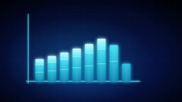 Animated cyan bar chart builds into an ascending business growth graph
