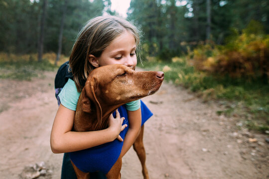 girl and dog