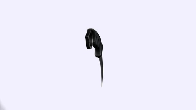 A detailed 3D asset of a sleek, matte black tactical karambit knife with a curved claw blade and safety finger ring, shown from a side profile view. Isolated against a solid clean white background for