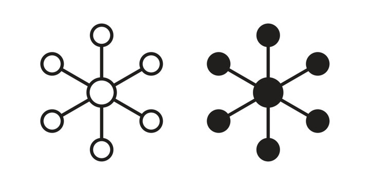 Centralized icon thin line pictograms group