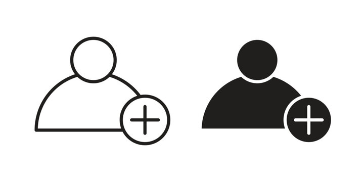 User add icon thin line pictograms group