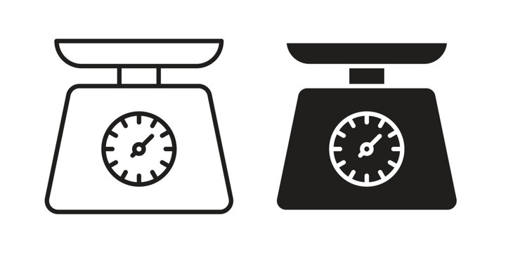 Kitchen scales icon thin line pictograms group