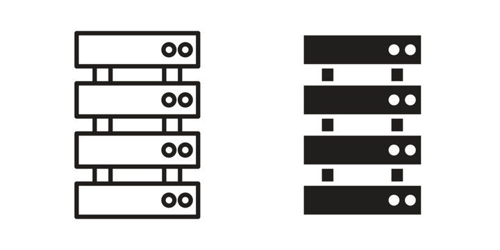 Server rack icon thin line pictograms group