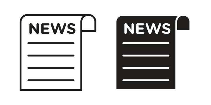 News icon thin line pictograms group
