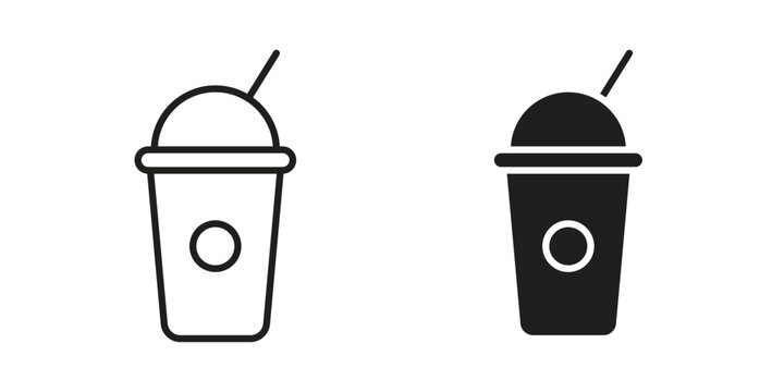 Milk shake icon thin line pictograms group