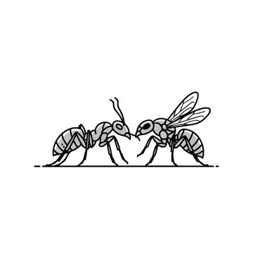 Two insects facing each other in a confrontational stance