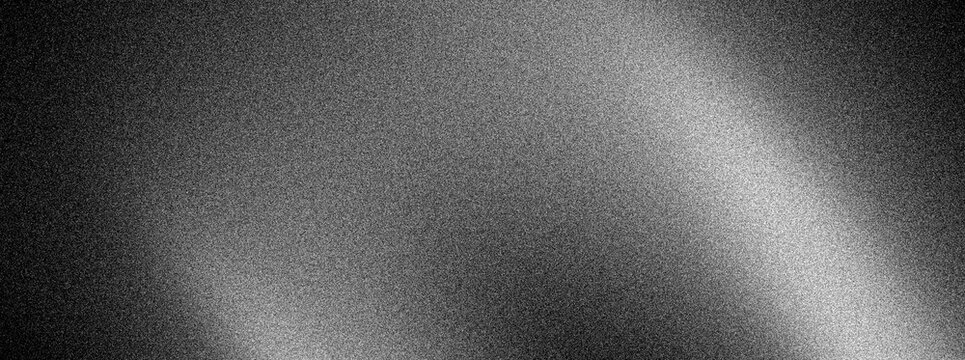 Blurred grainy black and white grainy gradient background, dark monochromatic noise texture banner, header, abstract poster backdrop design