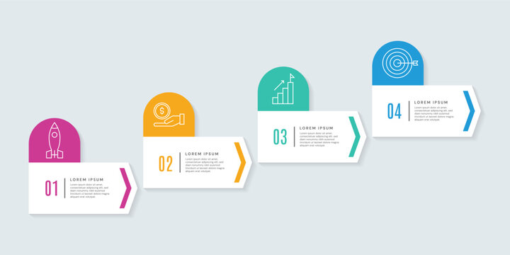 Infographic design with 4 steps option arrow for timeline presentation