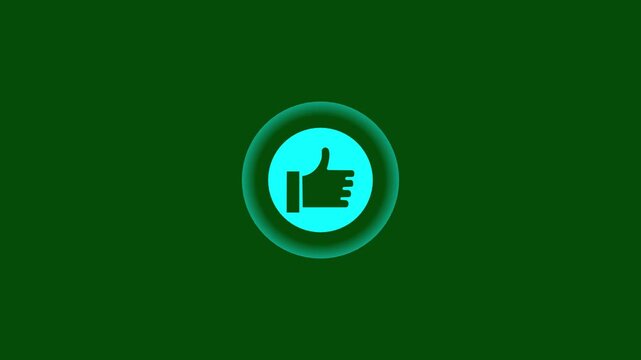  Animation  Thumbs Up Icon with Pulsing Cyan Circle on Dark Green Background Motion Graphic for Social Media Like, Approval, Success, Recommendation, and  Interface 4k stock  video.