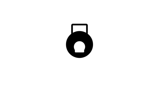 Animated Black Weight Kettlebell Icon on White Background Motion Graphic for Fitness, Gym Workout, Exercise, Health, and Bodybuilding Interface 4k stock  video.