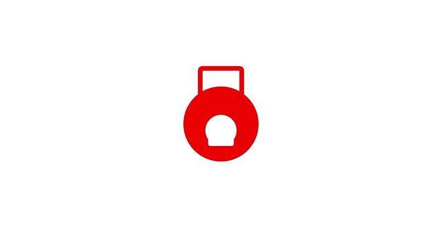 Animated Red  Weight Kettlebell Icon on White Background Motion Graphic for Fitness, Gym Workout, Exercise, Health, and Bodybuilding Interface 4k stock  video.