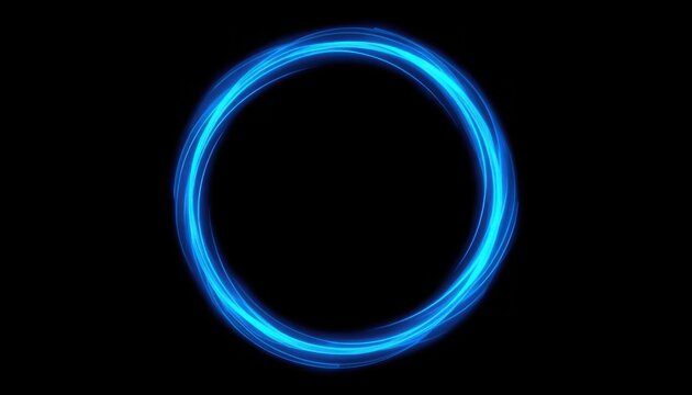 Circle of blue light glows against a dark background creating a simple geometric frame.
