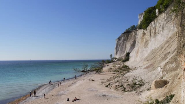Mons Klint white chalk cliffs and beach landmark, Denmark