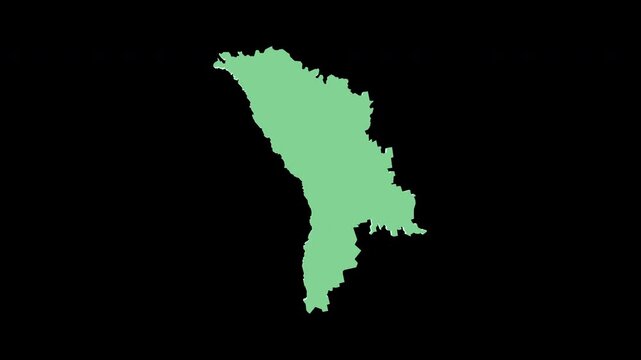 Moldova green 3D map spin perfect 10 second loop black background