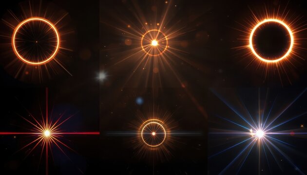 Light flares displayed as a collection of glowing circular effects against a solid black background.