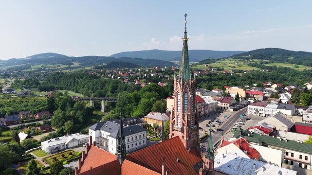 Bird's-eye view of Grybow town, Poland