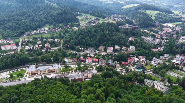 Bird's-eye view of Krynica Zdroj spa town, Poland