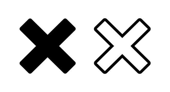 Bold x mark symbol for rejection or error notification with rejection