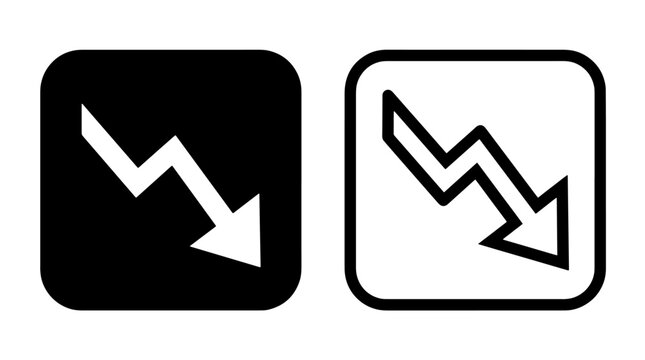 Black and white zigzag downward arrow icons on square backgrounds