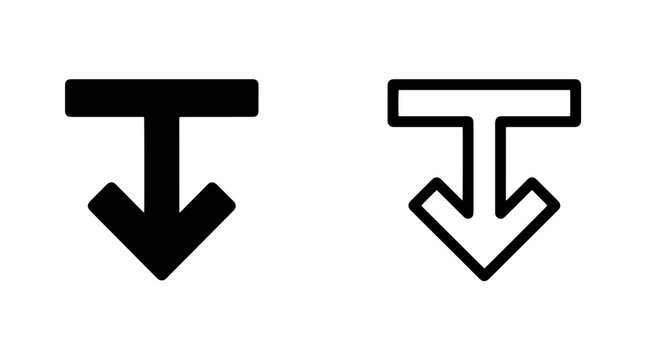 Downward arrow pointing concept icons with downward direction decrease