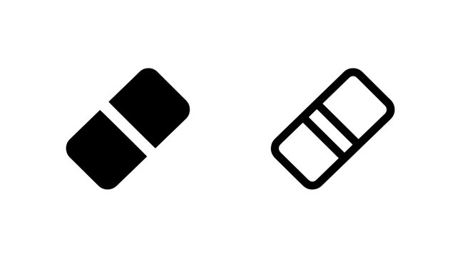 Block eraser stationery office supply icon set with stationery, correction