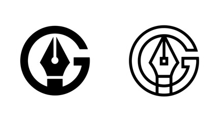 Letter g combined with pen tool icon design typography creative branding © MdDelowar