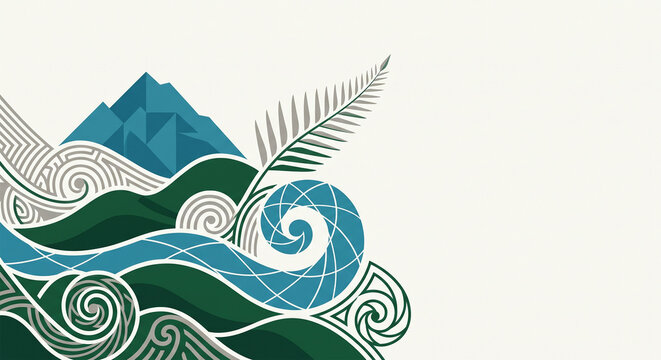 New Zealand Travel Maori Abstract Geometric Vector Wallpaper Background

