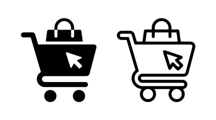 Online shopping cart icons set with cursor pointer selection, shopping © MdDelowar