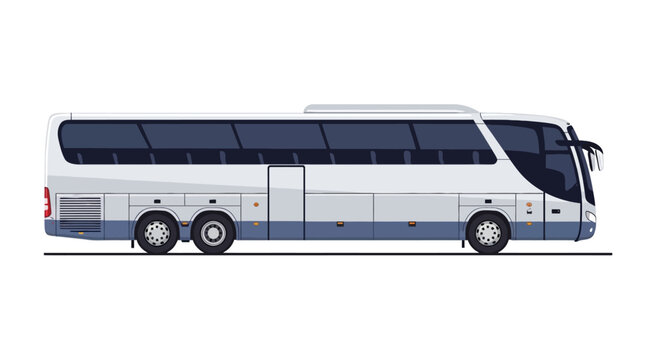 Modern white and grey tour bus coach profile