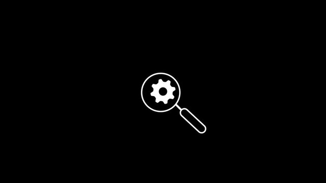 Motion Graphic Animation of Magnifying Glass and Gear Icon Isolated on green Background. Symbolizing Search Tool with Business Analysis Reference. 4K Video.