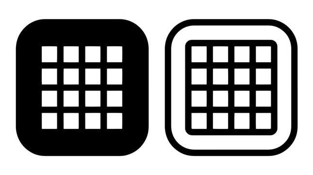 Grid table square layout icon set with interface monochrome structure