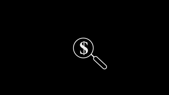 Dollar search icon animated on a white color background