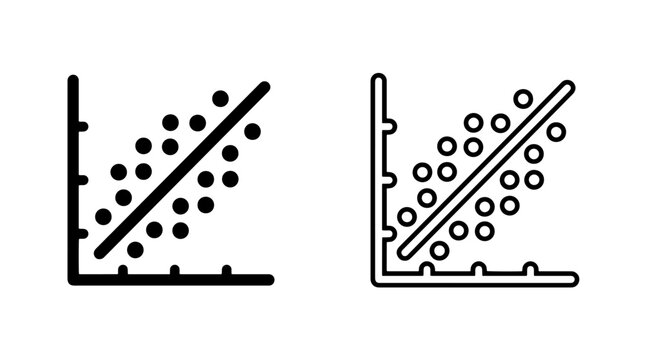 Scatter plot chart icons with trend line analysis statistics analysis