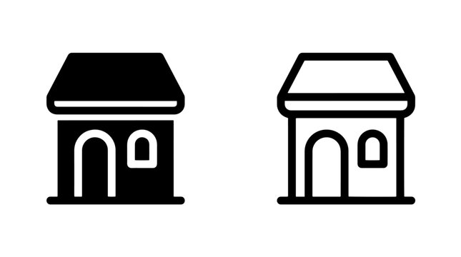 Store front shop icons for commercial retail building design with building