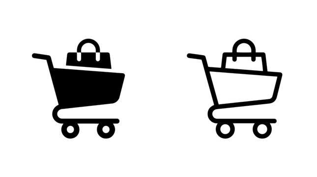 Shopping cart with bag icon for checkout shopping checkout ecommerce