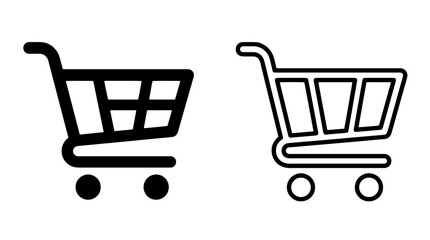 Shopping cart retail store trolley icon solid and outline vector graphic © MdDelowar