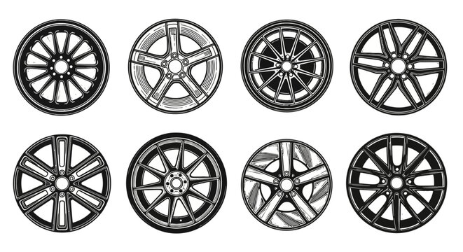 Collection of various modern alloy wheel rim designs