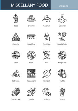 Miscellany Food Variety Meal Cuisine Icon Set
