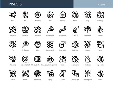 Insects Bugs Nature Wildlife Entomology Icon Set