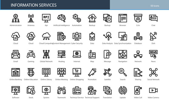 Information Services Data Communication Help Icon Set
