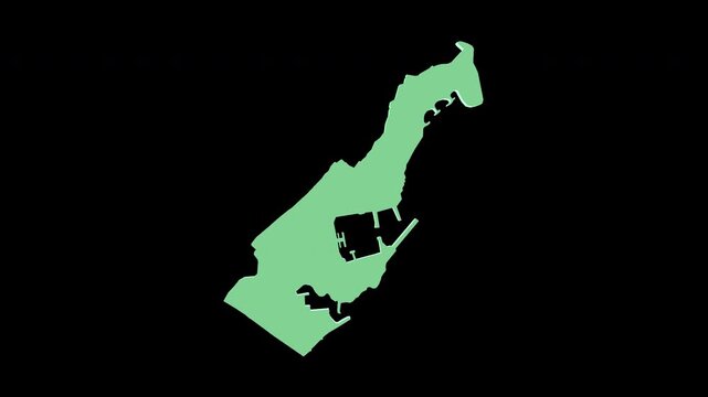 Monaco green 3D map spin perfect 10 second loop black background