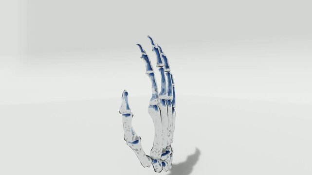 Futuristic Glass Skeleton Hand 3D Render Illustration