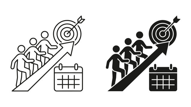 Business success milestone achievement and goal planning timeline concept