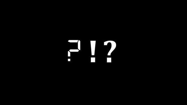White Question Mark and Exclamation Point Symbols on Black Background punctuation text