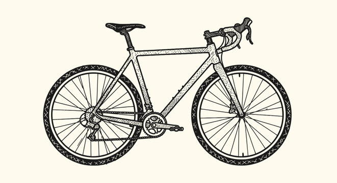 Detailed road bicycle sketch with drop handlebars