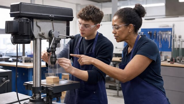 Second Chance Hiring Drill Press Safety Training in Workshop