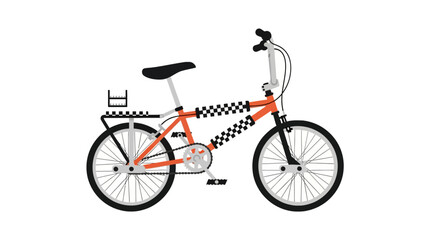 Obraz premium Orange bmx bike with checkered frame pads on white background