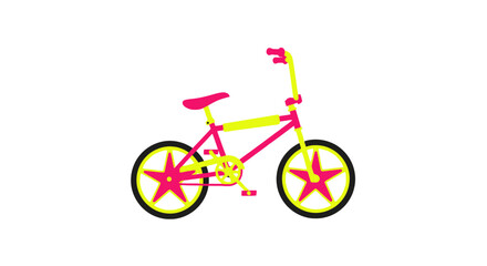Obraz premium Bright neon bmx bicycle with star pattern wheels