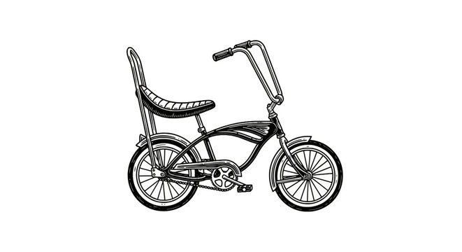 Retro banana seat bicycle with high handlebars