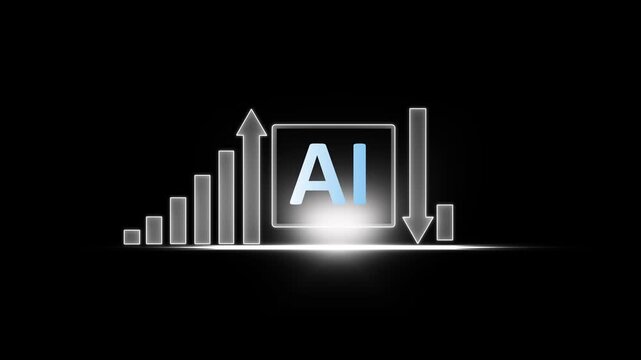 AI powered business optimization, Cost reduction and Quality control, Artificial Intelligence driven automation optimizes workflows, Improves quality, ai graph cost and quality .4k motion video.